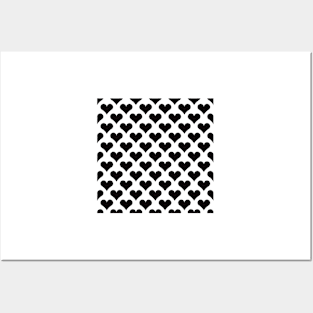 Black polka hearts pattern Posters and Art